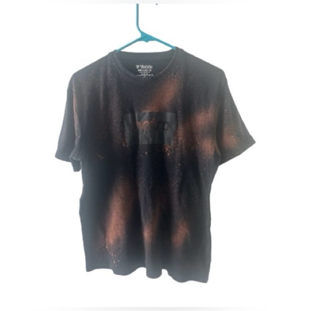 Custom Bleach Dyed T Mobile Graphic Tee Black Splatter Shirt Medium